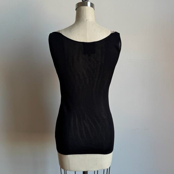 AKRIS for Bergdorf Goodman Sleeveless Modern Black Fringe Knit Top - Picture 4 of 7